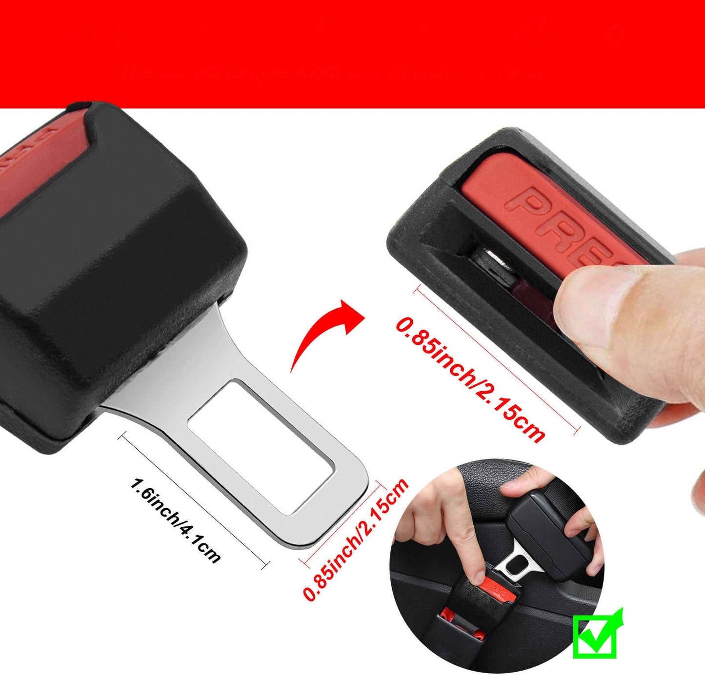 Seat Belt Extender – Secure 2.1" Buckle Extension for Added Comfort & Accessibility