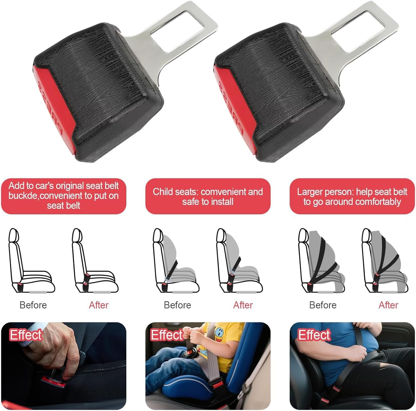 Seat Belt Extender – Secure 2.1" Buckle Extension for Added Comfort & Accessibility