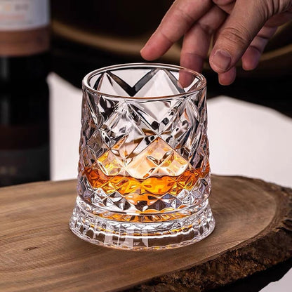 🥃Rotating Crystal Whiskey Tumbler Glass