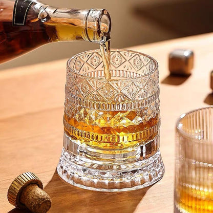 🥃Rotating Crystal Whiskey Tumbler Glass